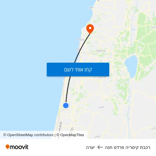 מפת רכבת קיסריה פרדס חנה ליערה