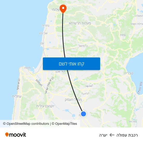 מפת רכבת עפולה ליערה