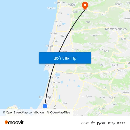 מפת רכבת קרית מוצקין ליערה