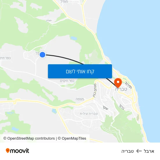 מפת ארבל לטבריה