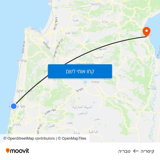 מפת קיסריה לטבריה