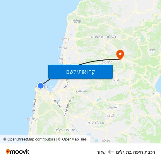 מפת רכבת חיפה בת גלים לשזור