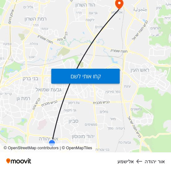 מפת אור יהודה לאלישמע