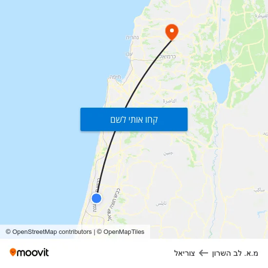 מפת מ.א. לב השרון לצוריאל