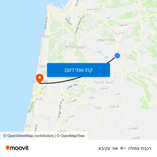 מפת רכבת עפולה לאור עקיבא