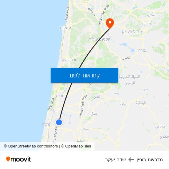 מפת מדרשת רופין לשדה יעקב