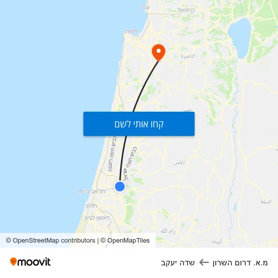 מפת מ.א. דרום השרון לשדה יעקב