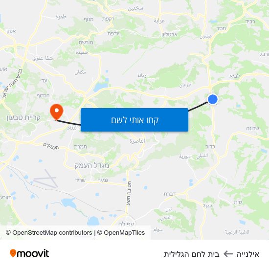 מפת אילנייה לבית לחם הגלילית