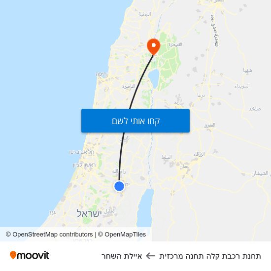 מפת תחנת רכבת קלה תחנה מרכזית לאיילת השחר