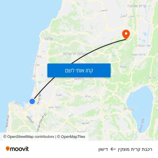 מפת רכבת קרית מוצקין לדישון