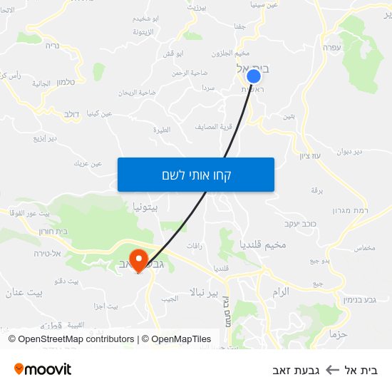 מפת בית אל לגבעת זאב