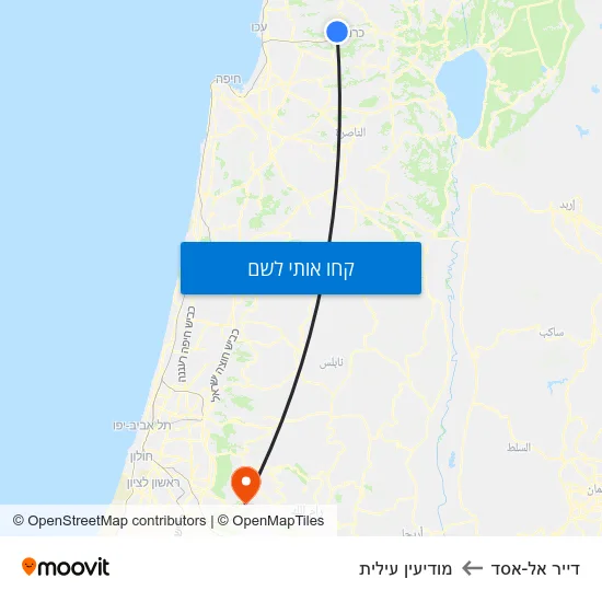 מפת דייר אל-אסד למודיעין עילית