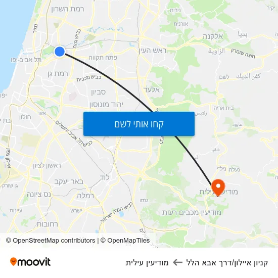 מפת קניון איילון/דרך אבא הלל למודיעין עילית