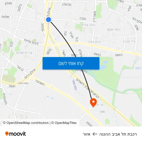 מפת רכבת תל אביב ההגנה לאזור
