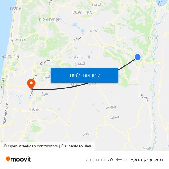 מפת מ.א. עמק המעיינות ללהבות חביבה