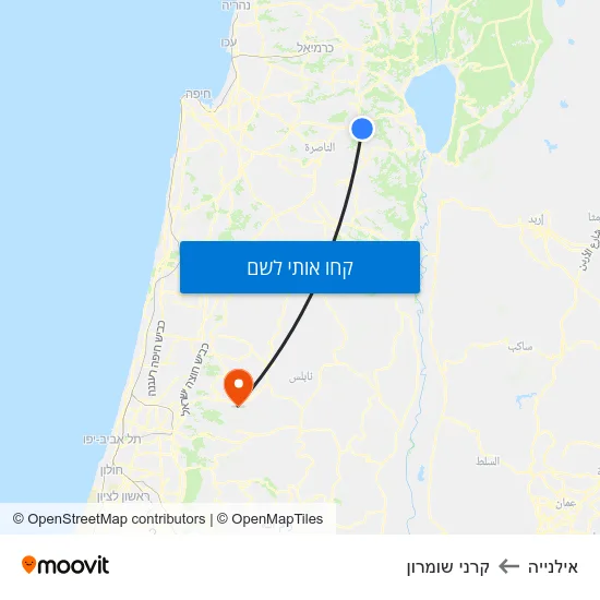 מפת אילנייה לקרני שומרון