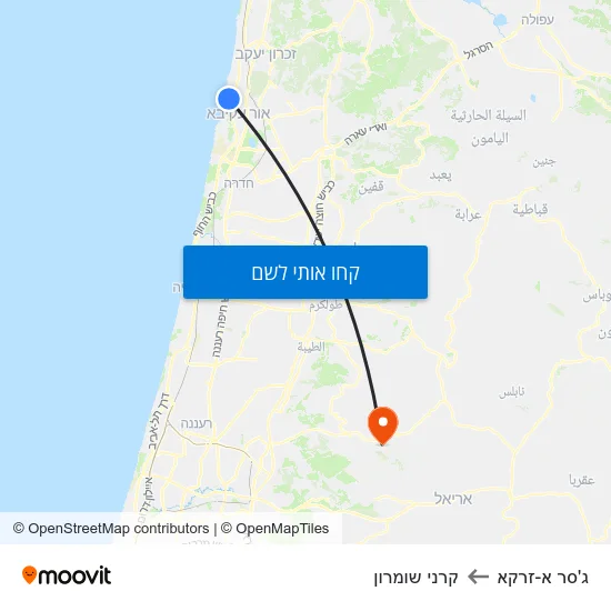 מפת ג'סר א-זרקא לקרני שומרון