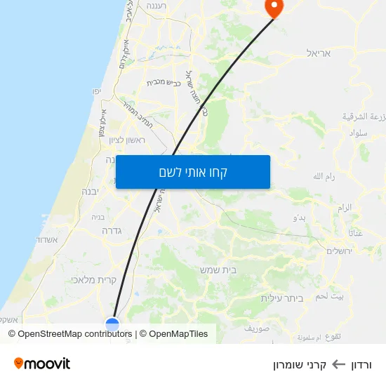מפת ורדון לקרני שומרון