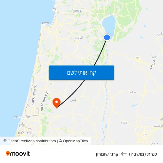 מפת כנרת (מושבה) לקרני שומרון