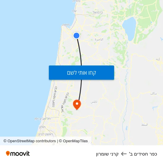 מפת כפר חסידים ב' לקרני שומרון