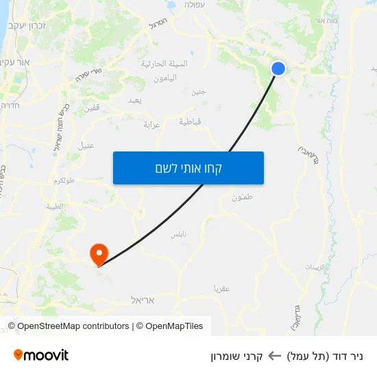 מפת ניר דוד (תל עמל) לקרני שומרון