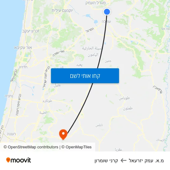 מפת מ.א. עמק יזרעאל לקרני שומרון