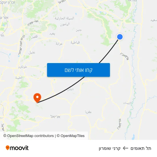 מפת תל תאומים לקרני שומרון