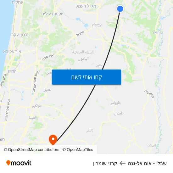 מפת שבלי - אום אל-גנם לקרני שומרון