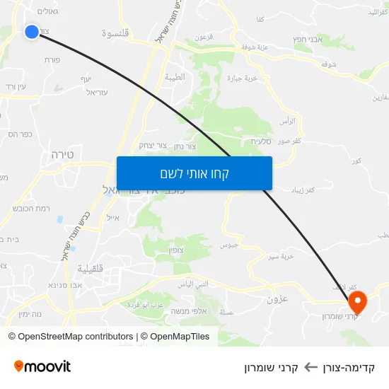 מפת קדימה-צורן לקרני שומרון