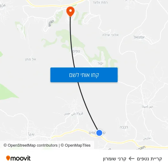 מפת קריית נטפים לקרני שומרון