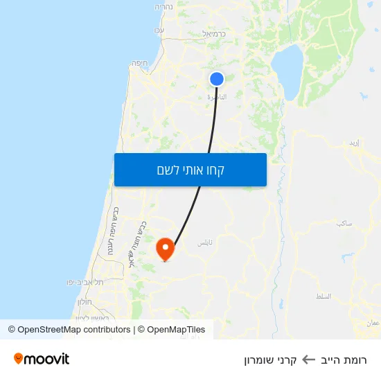 מפת רומת הייב לקרני שומרון