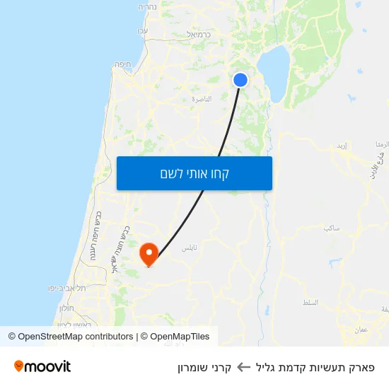 מפת פארק תעשיות קדמת גליל לקרני שומרון