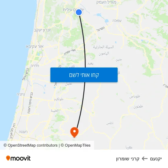 מפת יקנעם לקרני שומרון