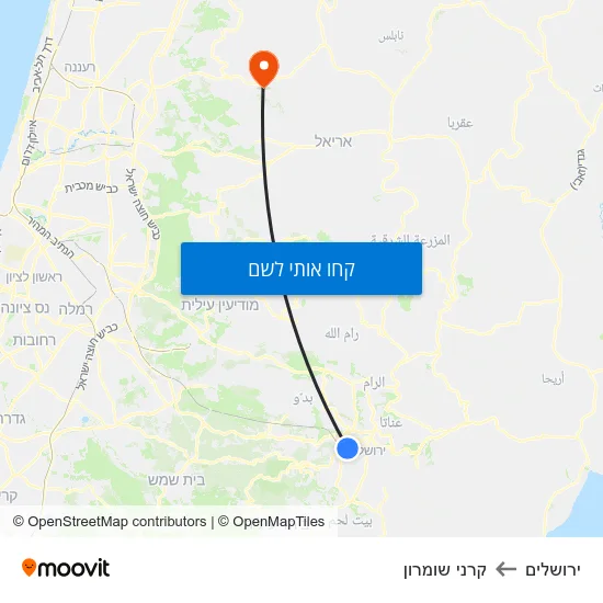 מפת ירושלים לקרני שומרון