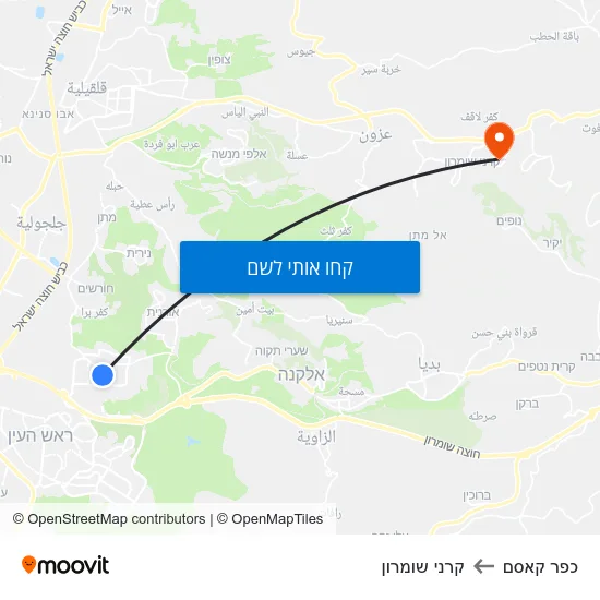 מפת כפר קאסם לקרני שומרון