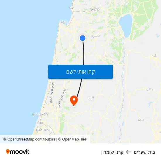 מפת בית שערים לקרני שומרון