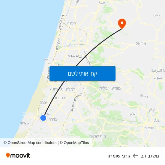 מפת משגב דב לקרני שומרון