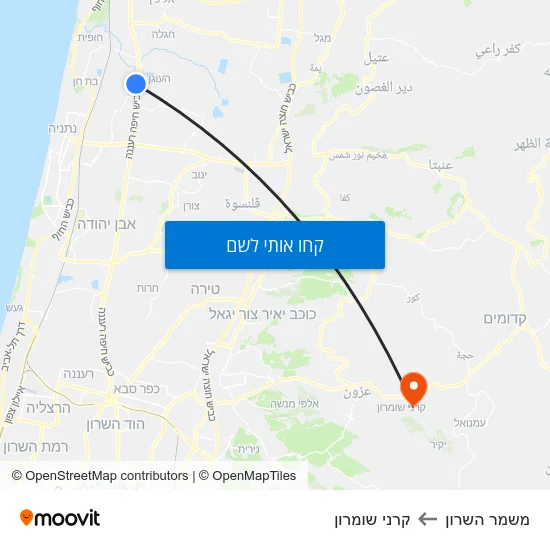 מפת משמר השרון לקרני שומרון