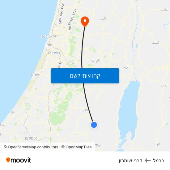 מפת כרמל לקרני שומרון