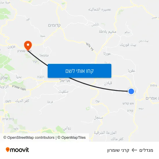 מפת מגדלים לקרני שומרון