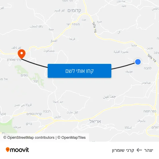 מפת יצהר לקרני שומרון