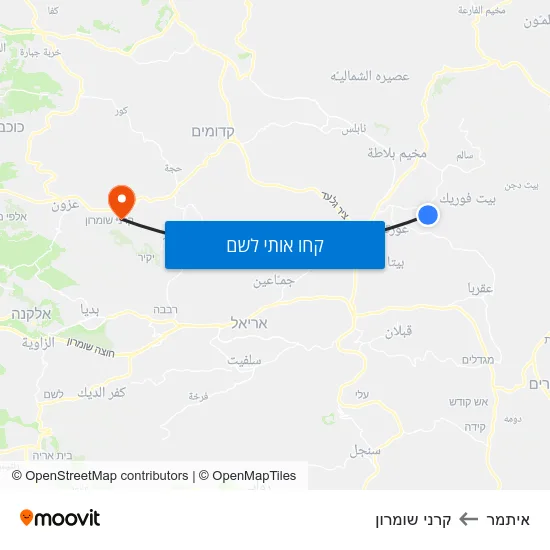 מפת איתמר לקרני שומרון