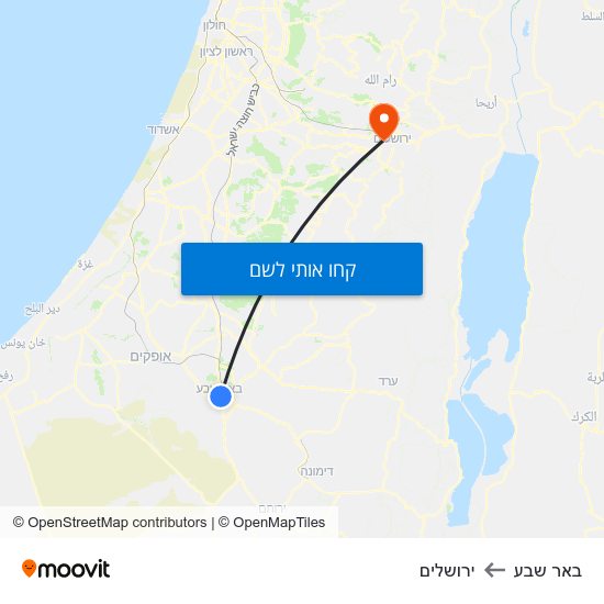 מפת באר שבע לירושלים