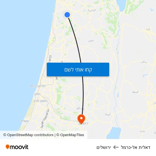 מפת דאלית אל-כרמל לירושלים