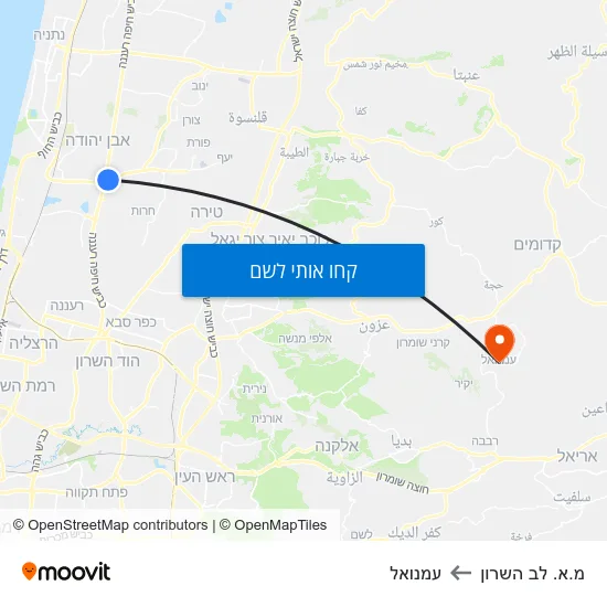 מפת מ.א. לב השרון לעמנואל