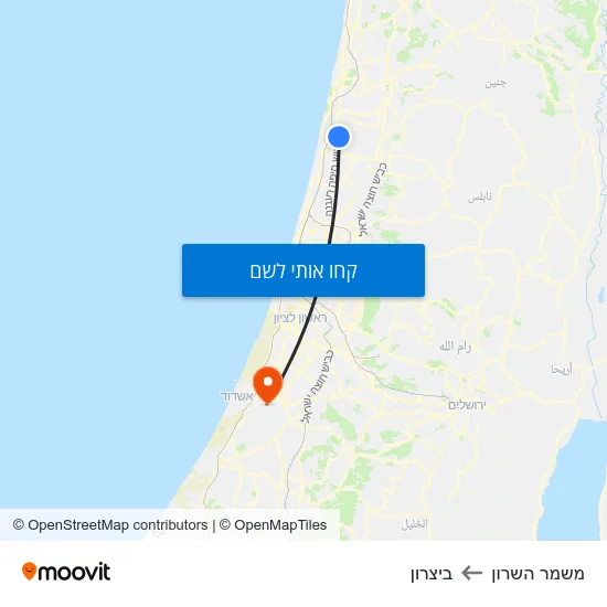 מפת משמר השרון לביצרון