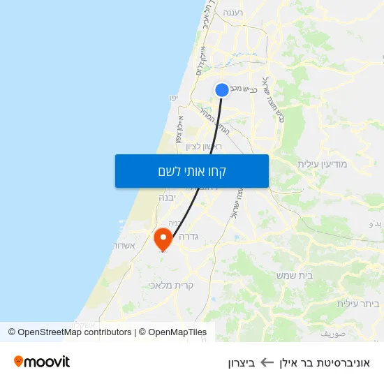 מפת אוניברסיטת בר אילן לביצרון