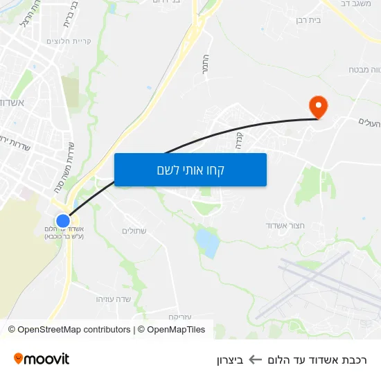 מפת רכבת אשדוד עד הלום לביצרון