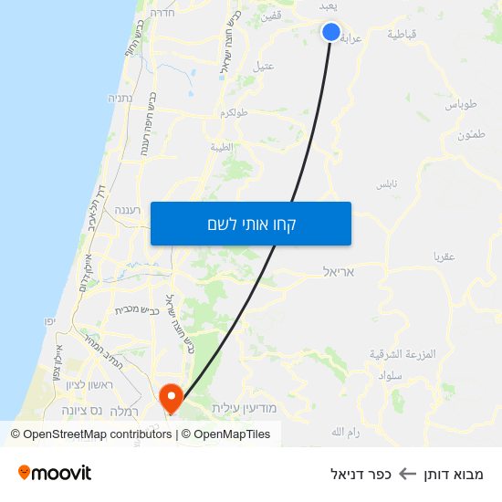 מפת מבוא דותן לכפר דניאל