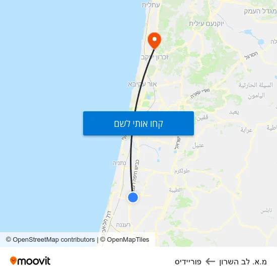 מפת מ.א. לב השרון לפוריידיס